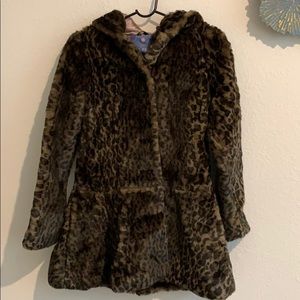 Free people woman leopard faux fur coat size XS/TP